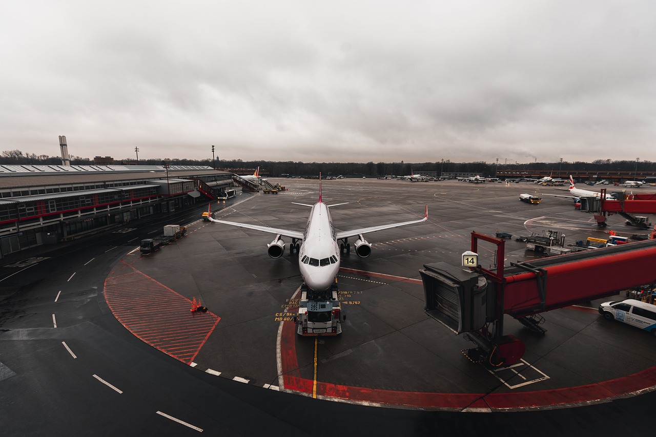 Passenger aircraft at an airport terminal